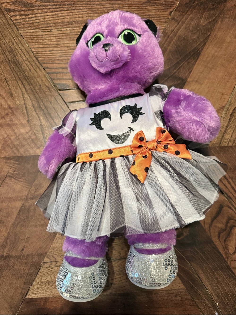 Build-A-Bear Purple Halloween Moon Glow Kitty with Dress & Sequin Shoes